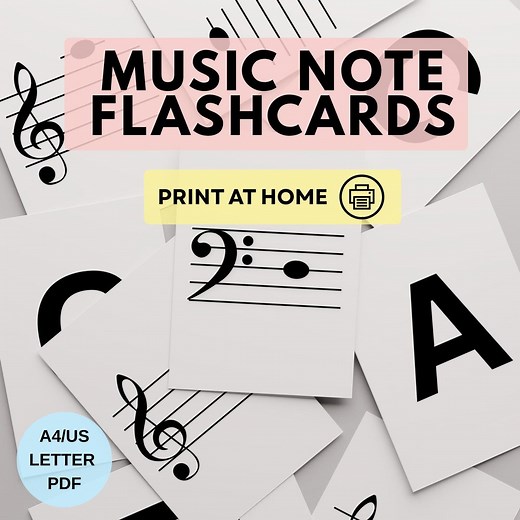 MUSIC NOTE FLASHCARDS Printable- Piano Note Flash Cards, Bass and Treble Clef Notes, Printable Music Flashcards, Music Teaching Resource Pdf - Etsy