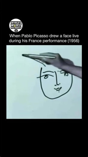 This rare clip shows Pablo piccaso drawing a face live in 1956 in France.