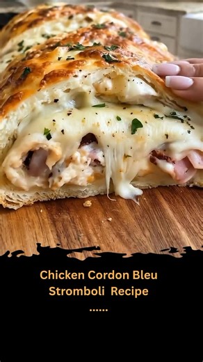 Amber Recipes on Instagram: "Omg this taste so delicious 😋 Chicken cordon bleu stromboli 😍 Full recipe on my page right under my profile picture ⬆️💕"