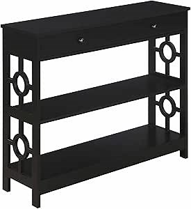 Convenience Concepts Ring 1 Drawer Console Table with Shelves, Black