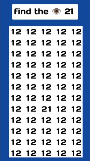 Try to find the different number 21 with in 4 second's