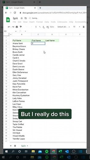 How to write full names in Excel using a simple formula instead of manual first and last name entry.