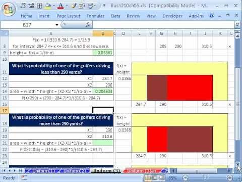 Excel 2010 Statistics 55: Uniform Probability Distributions