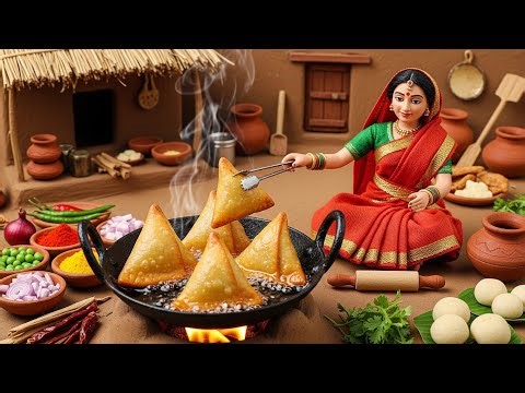 Miniature Doll Samosa Cooking ASMR | Indian Village Tiny Kitchen
