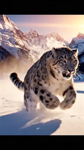 Snow leopard explodes into a full-speed sprint across deep snow | GreenMotion Studio #wildlife