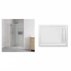 OVE Decors Reva 48 in. Sliding Shower Door and 32 in. x 48 in. Shower Pan Base Combo - The Home Depot