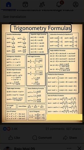 #trigonometry @farmulas ####