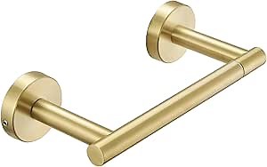 BWE Toilet Paper Holder Wall Mount, Brushed Gold Rust and Corrosion Resistant SUS 304 Stainless Steel Pivoting Toilet Paper Roll Holder for Bathroom