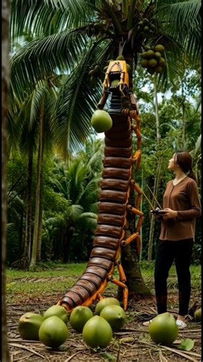 This coconut robot harvests up to 100 trees in a single day. #agrifuture #farmmachines