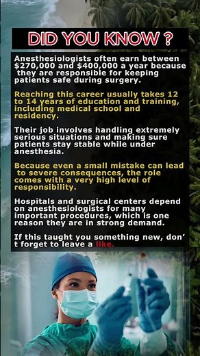 What makes anesthesiologists so highly paid?