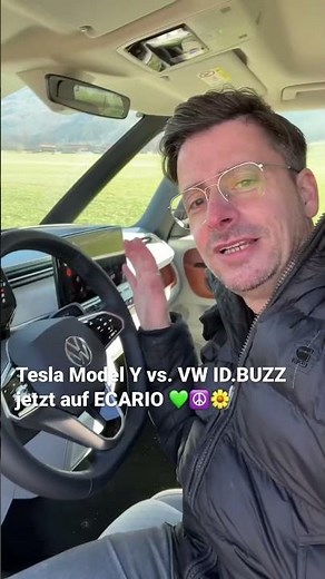 Tesla Model Y vs. VW ID.BUZZ jetzt auf ECARIO 💚☮️🌼 #shorts