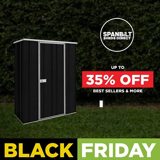 This Black Friday, skip the hype. Spanbilt Direct gives you real discounts on Aussie-made steel sheds! Up to 35% off best sellers ~ Tough, dependable, and engineered for our conditions. Ends 1 December. What choose Spanbilt Direct? ✅ Great range of Garden Sheds ✅ Made in Australia ✅ Outstanding reputation and customer care ✅ 5 different colours to choose from ✅ 15 Year Structural Warranty ✅ Buy Direct from the Manufacturer ✅ Online Assembly Videos (Garden Sheds) ✅ Manuals provided ✅ Great Custom