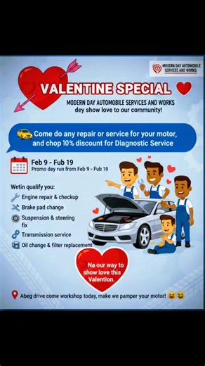 Valentine Special: 10% Off Auto Services in Benin City