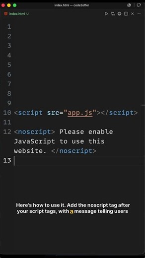 Why Does HTML Have a noscript Tag? #frontend #youtubeshorts #react