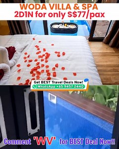 WODA Villa & Spa from $𝟕𝟗/𝐩𝐚𝐱❤️⁉️ 📲Enquire on WhatsApp: 65 9457 2440!❣ A pool right outside the room⁉ Perfect for some water activities this March Holidays at a low price of S79/pax‼ Package includes: ✅ 🏠Accomodation ✅ ⛴️Two-way ferry tickets Land Transfer ✅ 🍲Daily Breakfast 🙌Massage package add-on available PM / WhatsApp 65 9457 2440 to book with BEST PRICE DEAL now‼ | Weekend Go Where Singapore