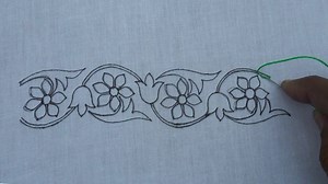 Simple Border Line Embroidery - Border Embroidery Design - Hand Embroidery for Beginner Video Link: https://youtu.be/wLGT7eg8hUA | Crafts & Embroidery