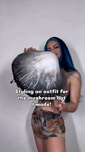 Mushroom fashion should really be a thing. 💖🍄‍🟫 This inky cap mushroom hat is made out of foam and foam clay so it’s super light and easy to make! The full tutorial is on @whimsy.forge if you want to make your very own! Wearing @scarletdarkness_brand | Charity Grace