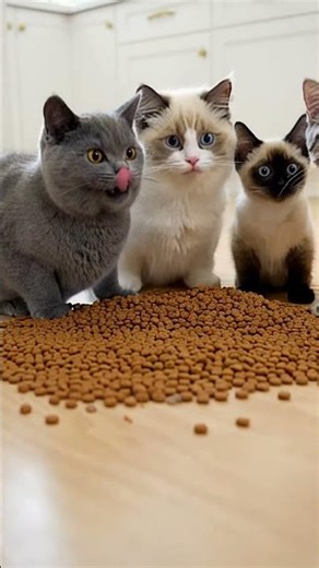 #限時搶食 🙀 瘋了！掃地機要吸走午餐？四隻名種幼貓拼命護食！#HungryKittens 🐾 Race Against Machine! 4 Kittens vs Robot Vacuum!