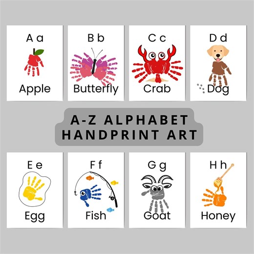 Alphabet Handprint Art: A-Z Phonics, Activity for Kids, Toddler Learning Craft, Preschool Resource, Homeschool Activity (digital Download) - Etsy