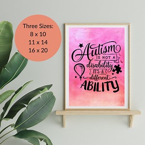 Autism is Not A Disability It's A Different Ability | JPEG Poster | Downloads | Autism Quote | Autism Acceptance | SPED & OT Office - Etsy Australia