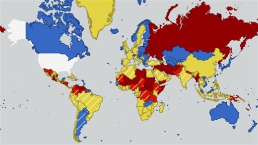 Map Shows US Travel Warnings Around World for March 2026
