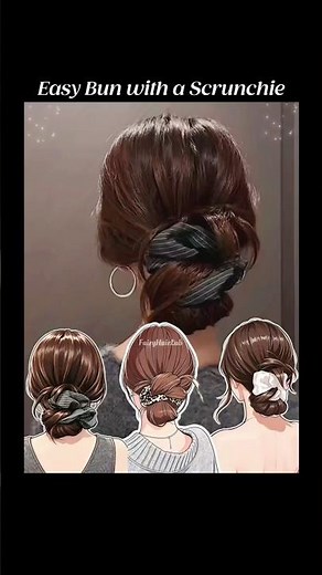 Easy Bun with a Scrunchie 🎀 Tutorial 💮 Fairy Hair Lab 🍁