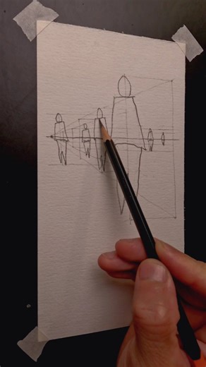 Gilberto Marques on Instagram: "Esse bonequinho, clássico de croqui arquitetônico, é bastante útil para representação da proporção humana em ambientes onde a perspectiva prevalece. E é simples de se fazer, cabeça, tronco e pernas, não tem problema se ficar um pouco torto. Fica até melhor. A orientação é tentar ter segurança pra fazer, se errar, deixe o erro fazer parte. Não corrija!"