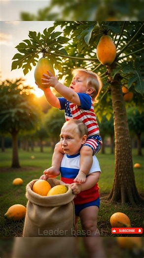 Trump Sitting on Putin’s Shoulders Picking Papayas 🤣