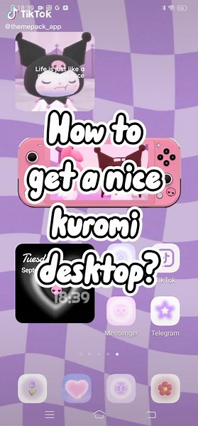 How to get a nice kuromi desktop???#kawaii #kuromi #cuteee #wallpapers #widgets #themepack #icon #purple #themes #theme