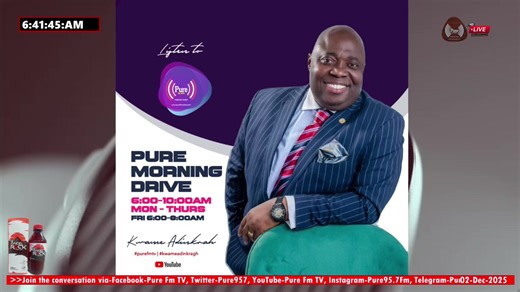 #PureMorningDrive | Host: Dr. Kwame Adinkrah || 2-12-2025 | Copyright disclaimer: Under Section 107 of the US Copyright Act 1976, allowance is made for fair use for purposes such as criticism, comment, news reporting, teaching, scholarship and research. And the Ghana Copyright Act, 2005 (Act 690), the use of a literary or artistic work either in the original language or in translation shall not be an infringement of the right of the author as room is made for the purposes of fair practice. With 