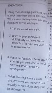 EXERCTSES:Using the following questions pery a mock interview... | Filo