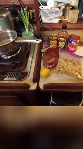 Delicious Canned Sardine Puttanesca on a Sailboat Kitchen
