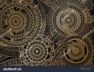 Mandala Movement Golden Lines On Black Stock Vector (Royalty Free) 1144666448 | Shutterstock