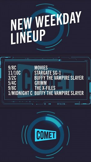 🚀 New weekday lineup alert on COMET! From sci-fi classics to paranormal thrillers, we’re bringing you a galaxy of unforgettable shows. Tune in every day for back to back action, mystery and adventure that’ll keep you coming back for more! 🌌📺 #COMETTV | Watch Comet