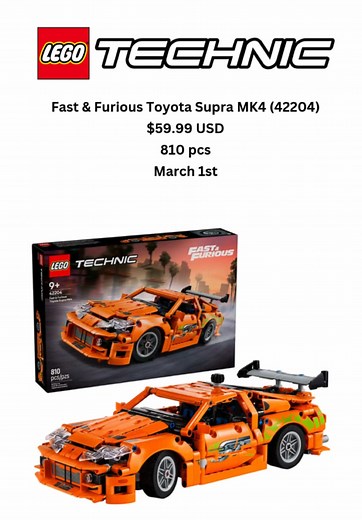 LEGO Reveals Fast and Furious Toyota Supra MK4 Set