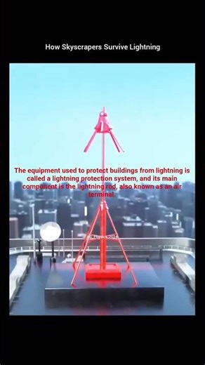 A lightning rod is a metal rod installed at the highest point of a building.