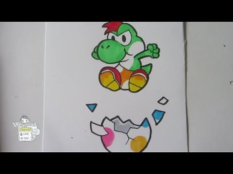 How to draw Paper Mario: Yoshi [real time]