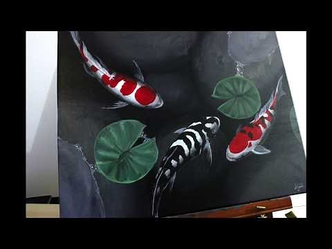 How to paint Koi fish - Acrylic on Canvas