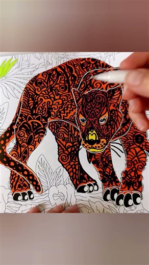 Panther Mandala Coloring with Acrylic Markers