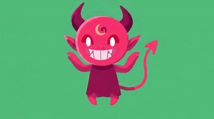 Download Animated Red Devil Character Standing Against Green Background for free