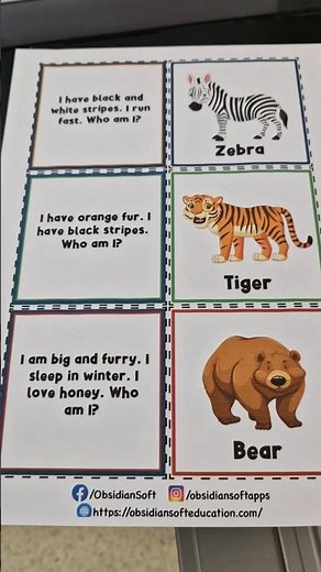 Animal Flash Cards | Printable Animal Riddle Flashcards | Free Sample Available #worldwildlife