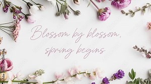 Welcome spring season. Background of spring season quotes decorated with flowers