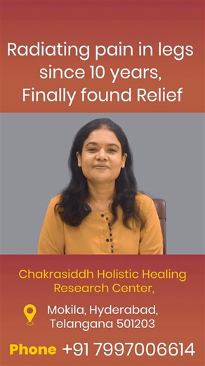 Chakrasiddh_official on Instagram: "Stories of Healing at Chakrasiddh! Our patient, Haritha, from the United States, shares her journey of healing from long-standing chronic radiating leg pain, through treatment at Chakrasiddh. For nearly 10 years, Haritha suffered from intense and persistent pain in her legs. The discomfort deeply affected her daily life and overall well-being. During this long struggle, she consulted multiple hospitals and doctors and underwent several medical investigations, 