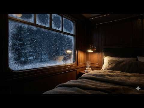 DEEP WINTER SLEEP 🚂 Cozy Vintage Train Ride & Heavy Snowstorm • Blizzard ASMR (10 Hours) | NO ADS