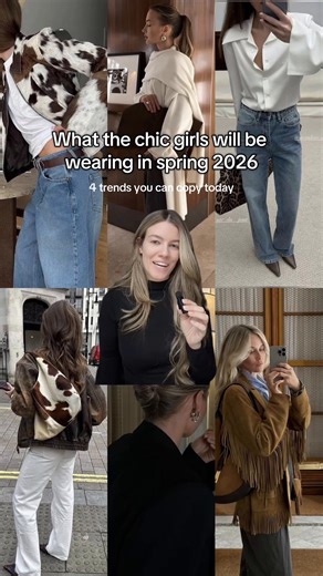 2026 it girl trends you need to know ✨🖤 Maximalist details with minimalist outfits are everywhere, adding interest through textures like fringes, ruffles, calf hair, faux pieces, and croc or snake patterns 🐍🤍 Draping and capes are taking over with softer silhouettes that feel feminine, playful, and surprisingly wearable 💫🧥 Animal patterns are still a must and super versatile, whether you wear them on shoes, bags, hats, jackets, or as subtle statement pieces 🐆👠 Accessories like brooches an