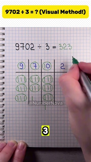 9702 ÷ 3 = ? Solved visually! ✏️📊