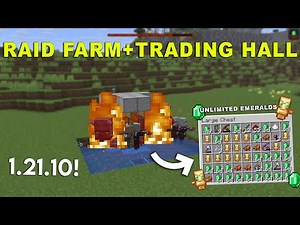NEW UPDATED Minecraft 1.21.10 RAID FARM With TRADING HALL Tutorial