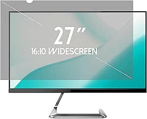 27 Inch Desktop Privacy Screen Shield for 16:10 Wide Monitor - Anti Glare Computer Privacy Screen Cover | Blue Light Blocking Screen Protector | Scratch Resistant UV Filter | Attachment Type
