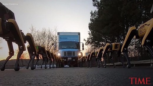 Watch this pack of robot dogs pull a truck
