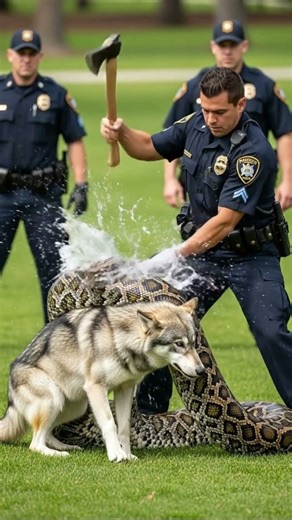 GIANT Python Attack Wolf #animalrescue #animals #kindnessiscool #wildlife #rescueefforts